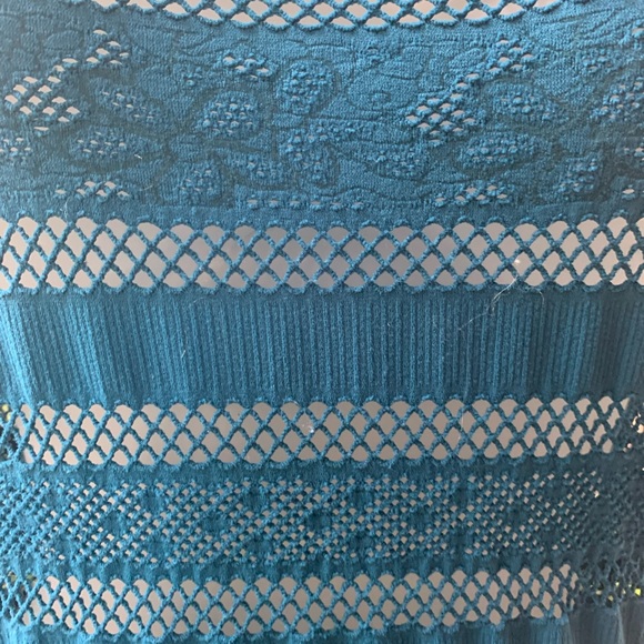 FREE PEOPLE INTIMATELY Turquoise Stretch Lace Top Womens Sz S GUC - Picture 3 of 4